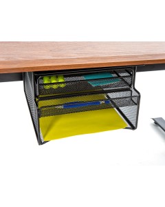 Features drawer, pencil tray, and space for books